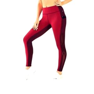 Fabletics Colorblock Med midrise ,phone pocket Burgundy 2 colors